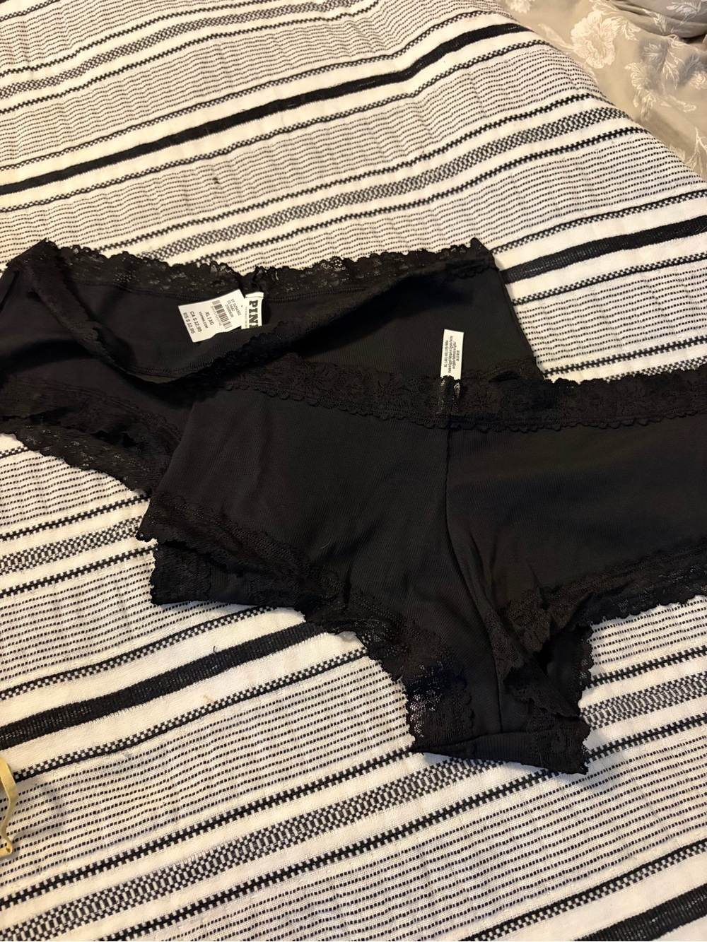 Victoria's Secret Black Lace-Trim Cheeky - Pair